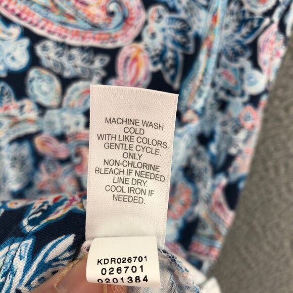 J Jill Dress Womens Small Blue Multi Paisley A Line Knee Sleeveless Stretch Sun - Picture 7 of 11